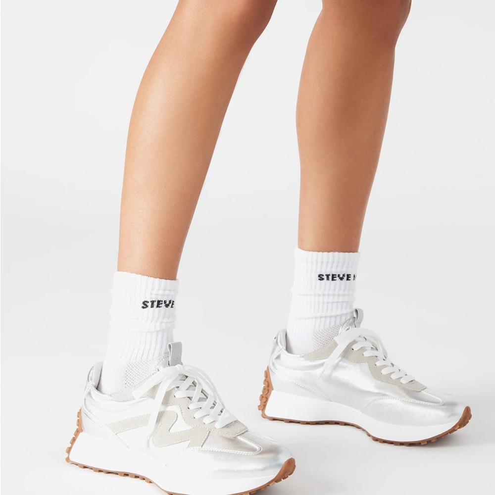 Steve Madden Metallic Silver Women's Sneakers